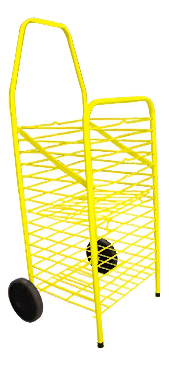 Carrinho De Feira Super Reforçado Compras Dobrável Pintado Cor Amarelo