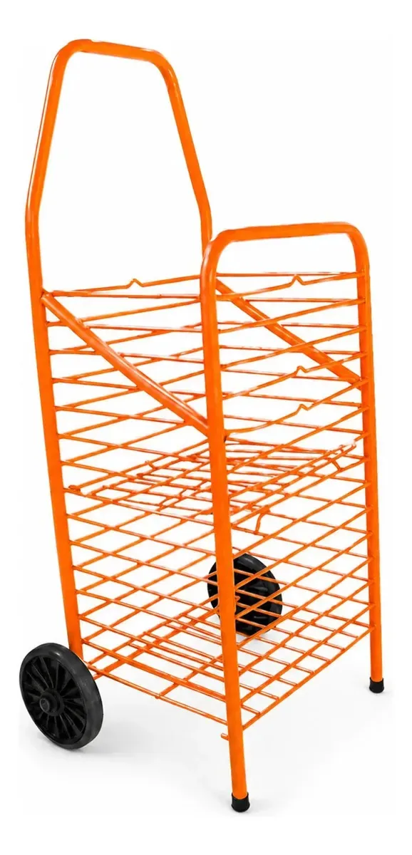 Carrinho de Feira Dobrável CSK Aramados Aço 25kg Laranja