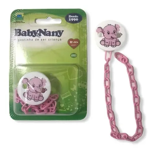 Prendedor de Chupeta Correntinha 13cm Plástico Baby Nany