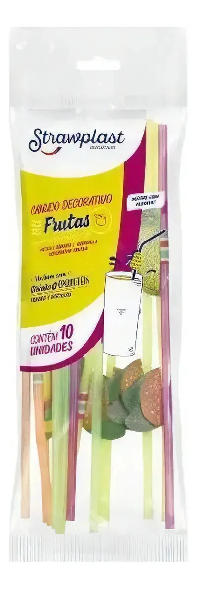 Canudo Strawplast Frutas Decorativo 10/1un