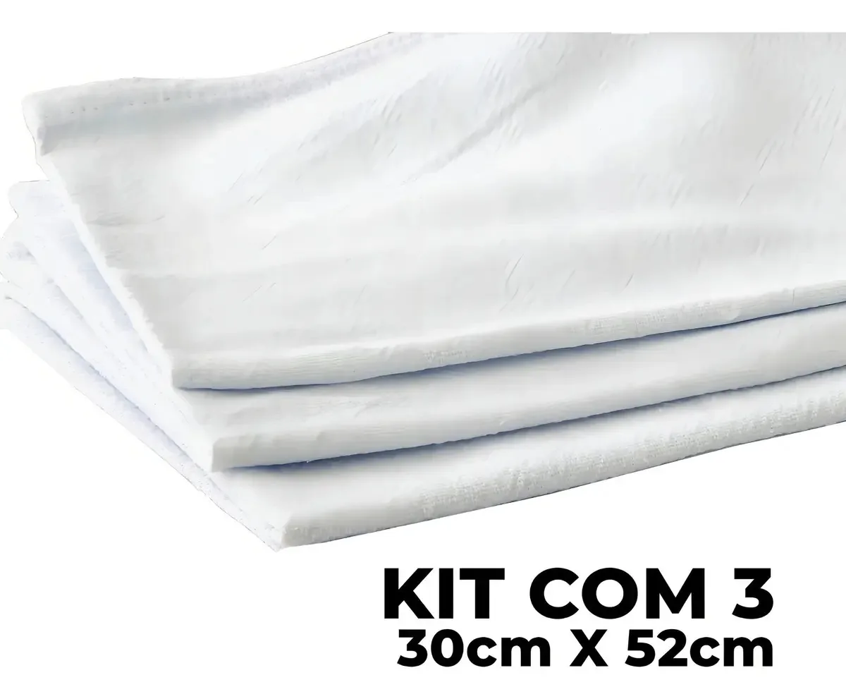 Pano de Limpeza Saco Alvejado Branco, Kit com 6 Unidades para Limpeza Profissional