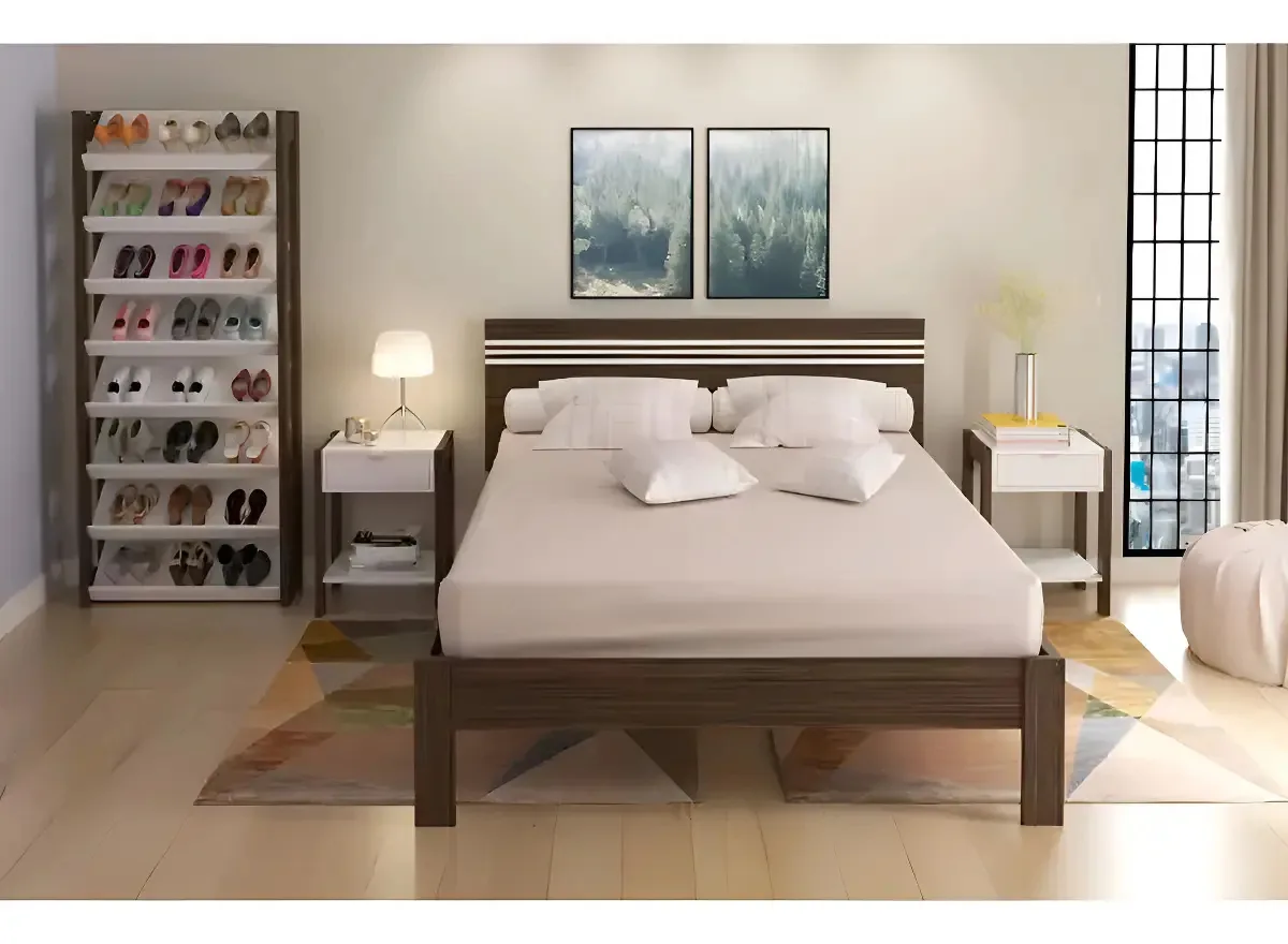 Quarto Casal Completo Tecno Mobili 4 Peças Cama Clássica Marrom