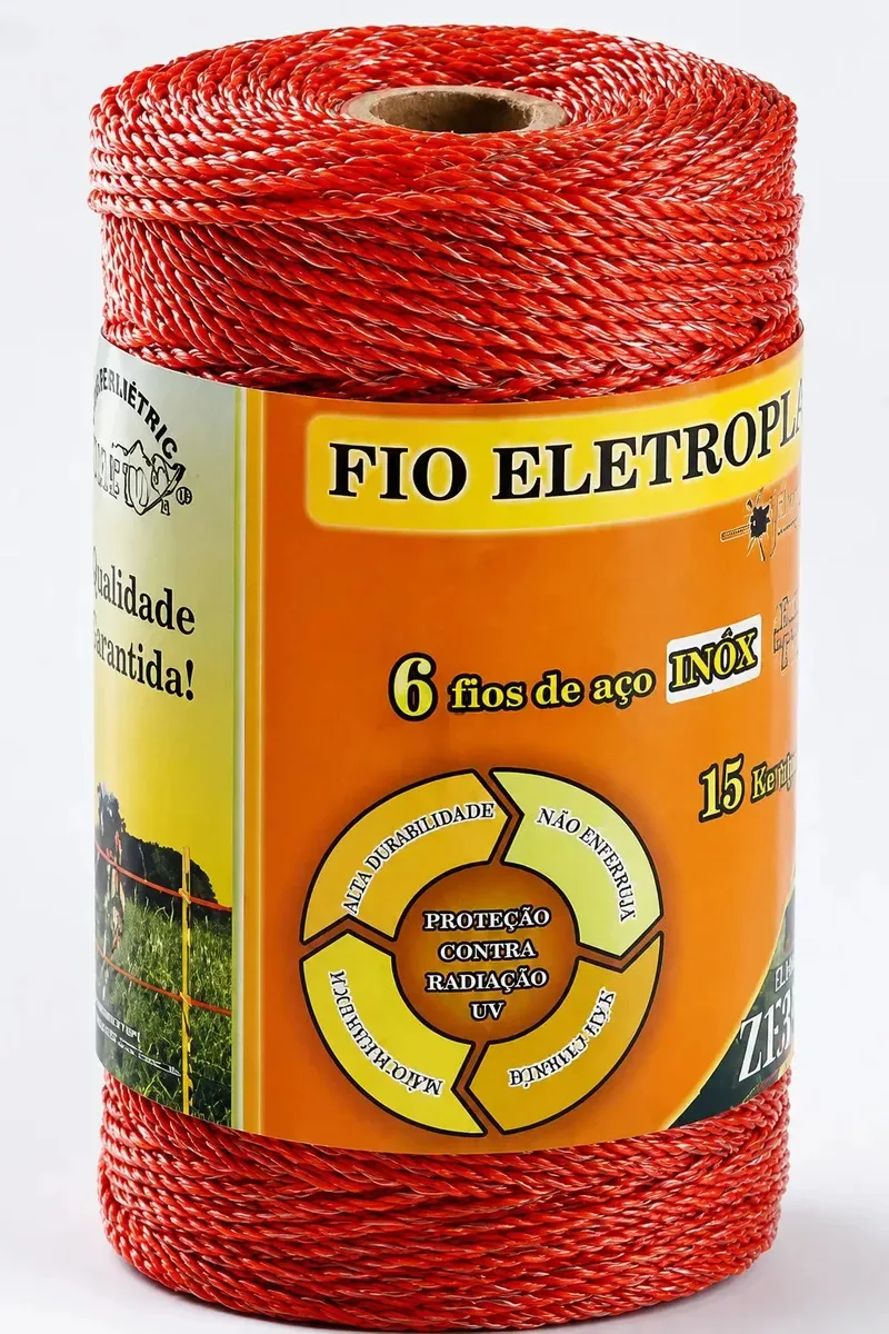 Cerca Elétrica Zebu Fio Eletroplástico Laranja 200m