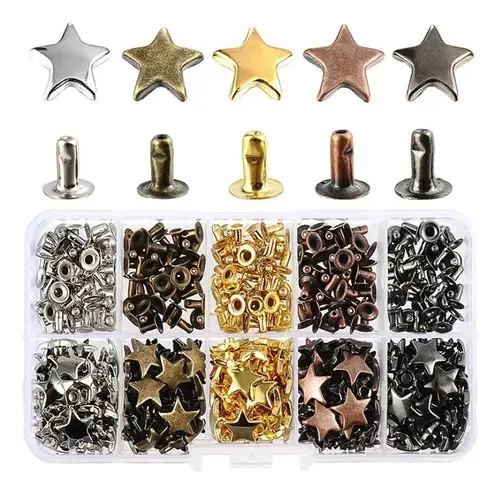 200 conjuntos de 5 cores Metal Star Rivets Nails Clothing Color Fix