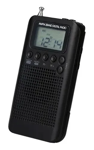 Bolso portátil digital Am Fm recarregável, cor preta