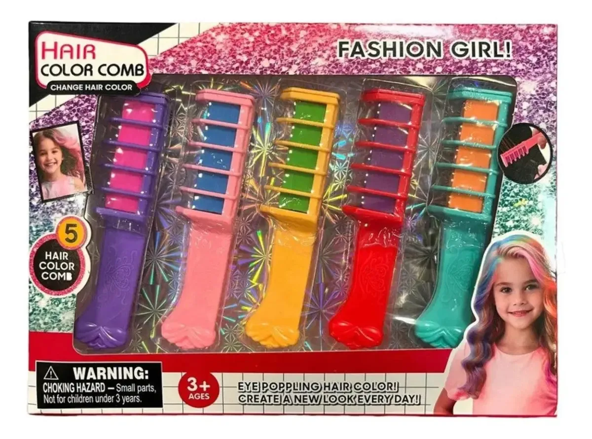 Kit 5 Pentes Giz Para Pintar Cabelo Infantil Criatividade