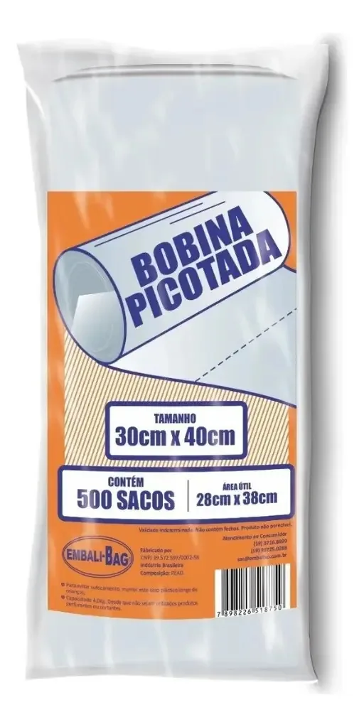 Bobina Picotada Embalibag 30x40 C 500