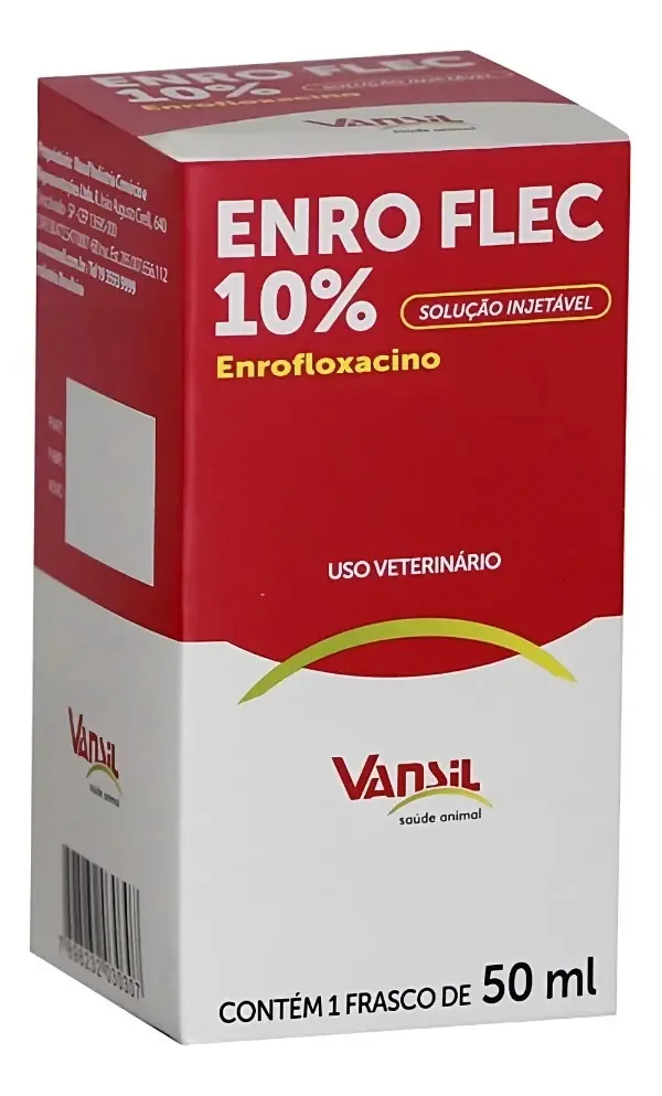 Antibiótico Enro Flec 10% 50ml Injetável Vansil para Ruminantes e Suínos