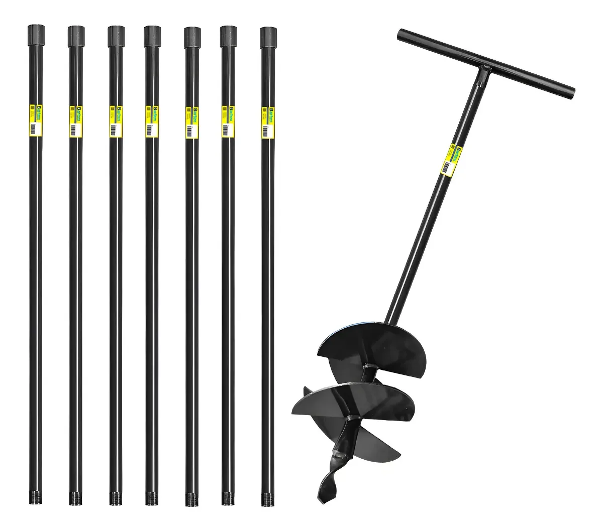 Cavadeira Trado 20cm 4 Facas + 7 Extensores Perfurador Solo