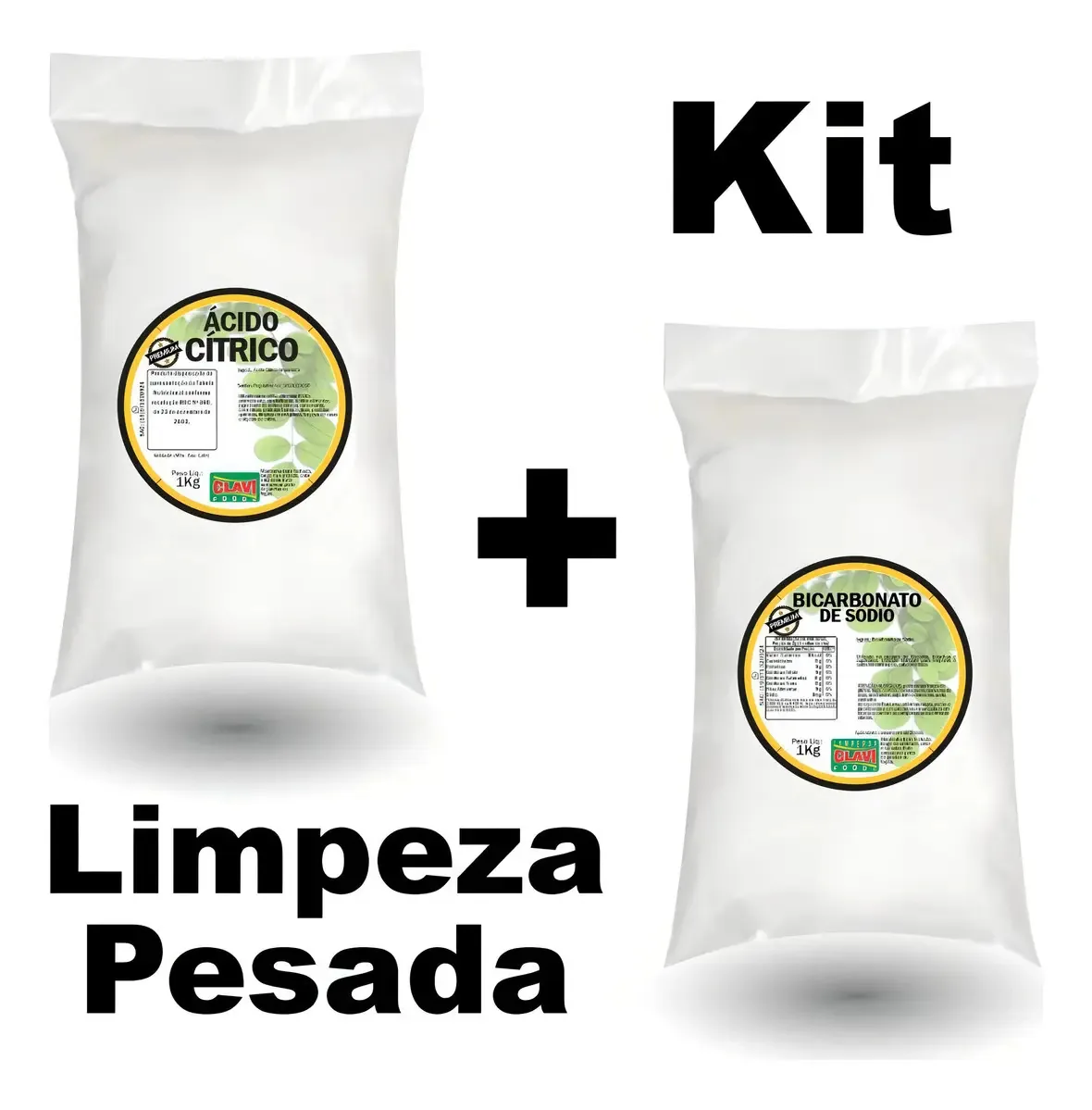 Kit Limpeza Co2 Ácido Citrico 1kg + Bicarbonato Sódio 1kg