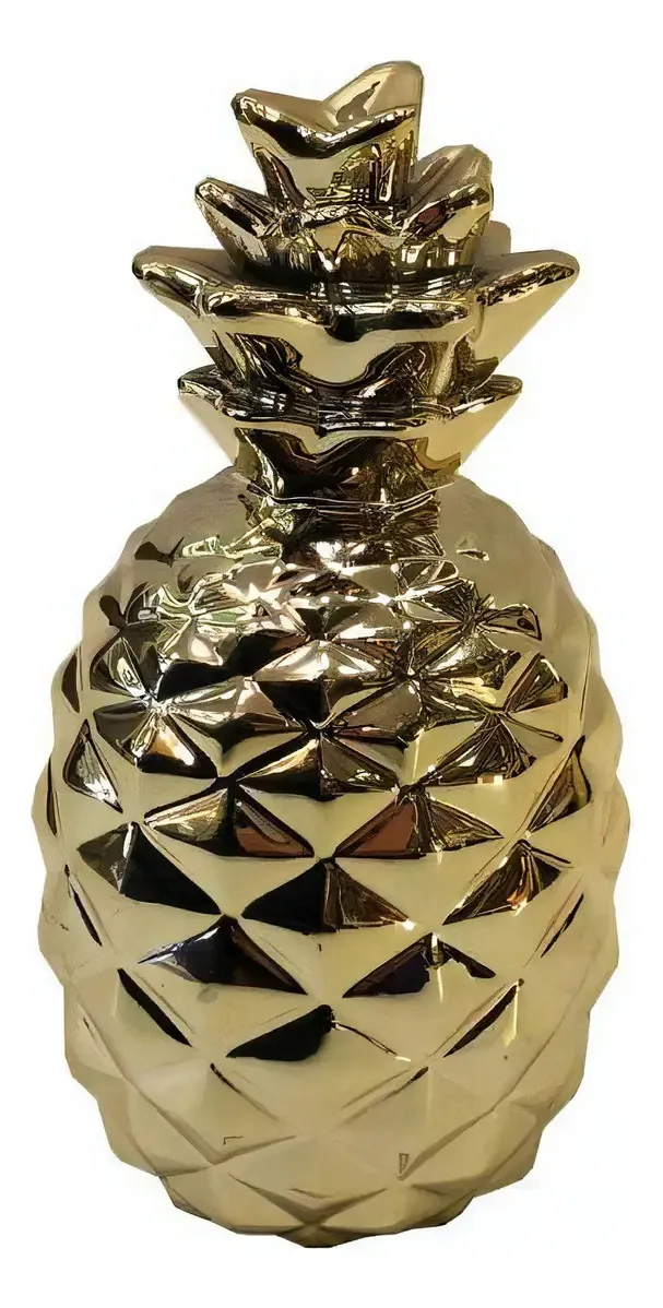 Cofrinho Abacaxi Fruta Dourado Fofo Decoração