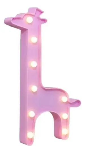 Luminária Led Abajur Girafa Rosa Decoração