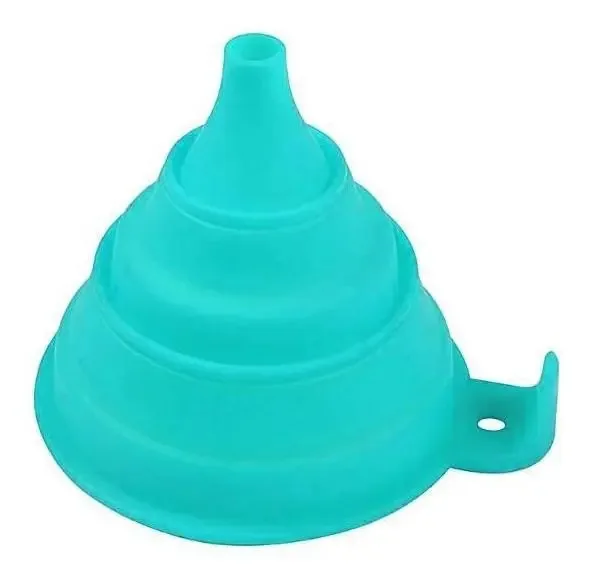 Funil De Silicone Retrátil Azul Cozinha