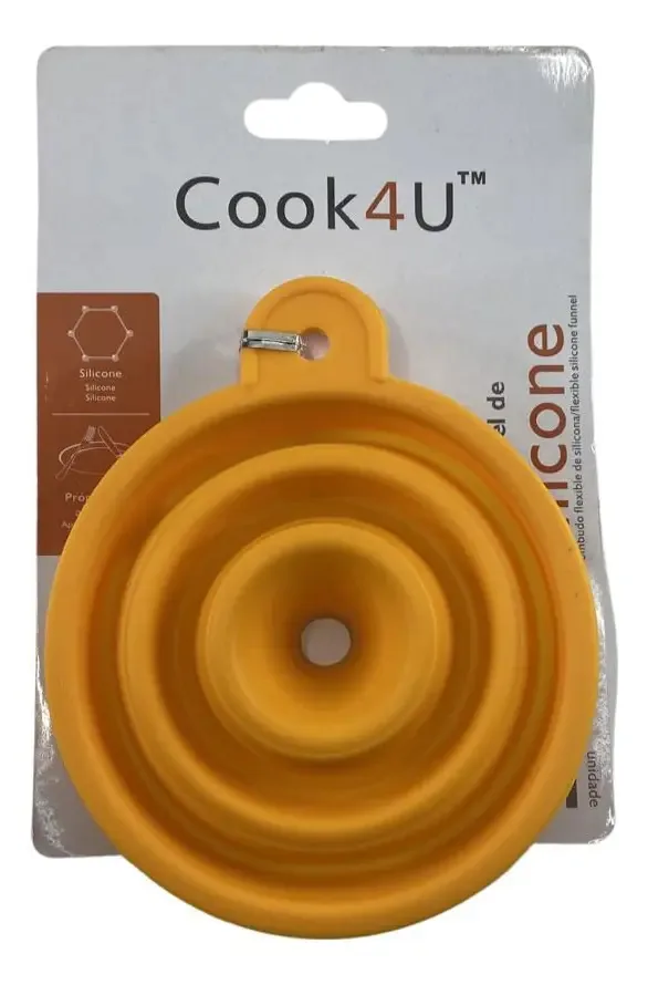 Funil De Silicone Retrátil Laranja Cozinha