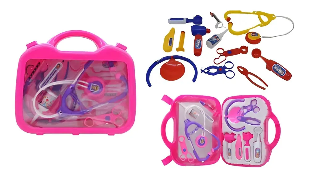 Maleta Médico Infantil 99 Toys Kit Médico Rosa 12 Peças