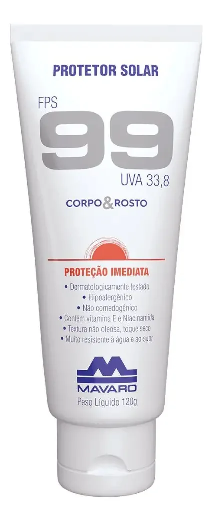 Protetor solar Mavaro Solar Proteção Solar 99FPS en creme