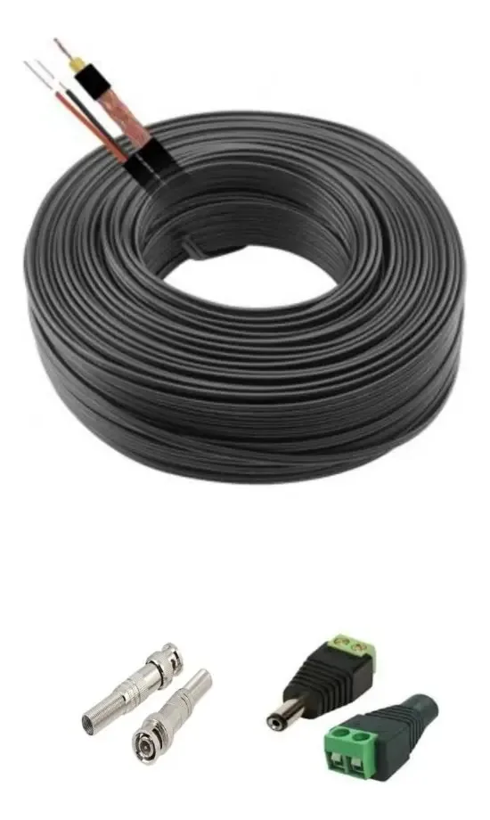 Coaxial Bipolar 100m 90% Blindagem + 20 Conectores C28c