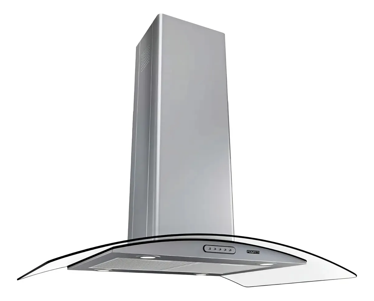 Coifa Ilha 90cm Vidro Curvo Fogatti Inox