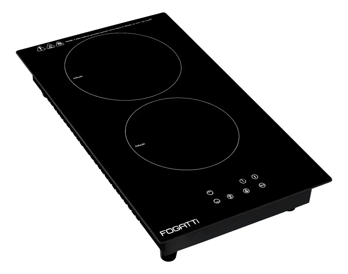 Fogão Cooktop Indução Vidro Preto 2 Bocas - Fogatti -