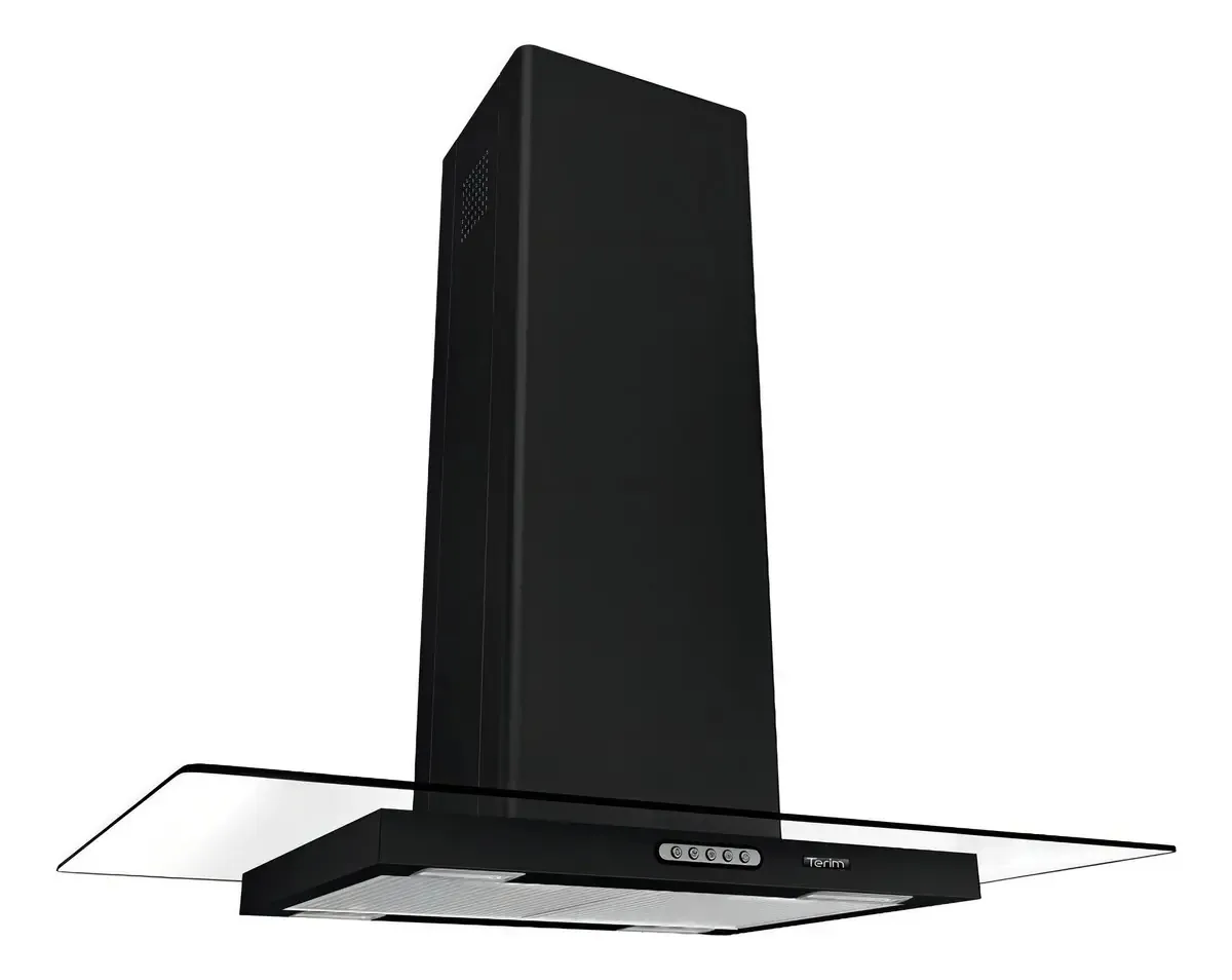 Coifa Terim Ilha Black Vidro Reto 90cm Cor Preto