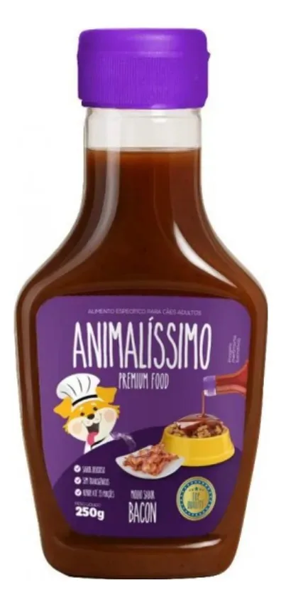 12un Molho Ração De Cachorro Petisco Bacon Animalíssimo 250g