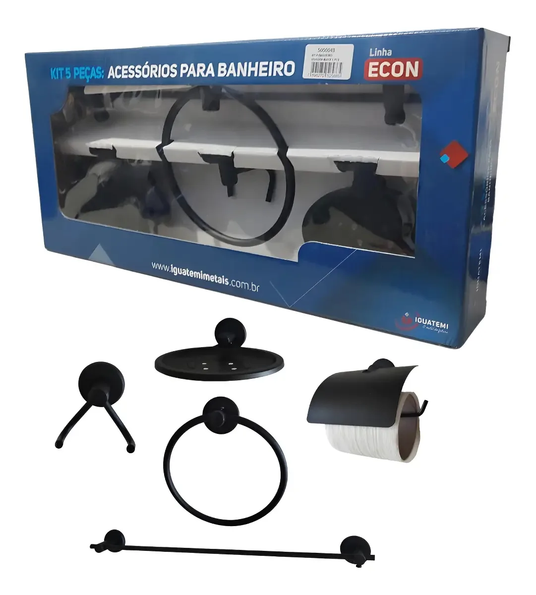 Kit De Acessórios Para Banheiro 5 Peças Preto Fosco Iguatemi