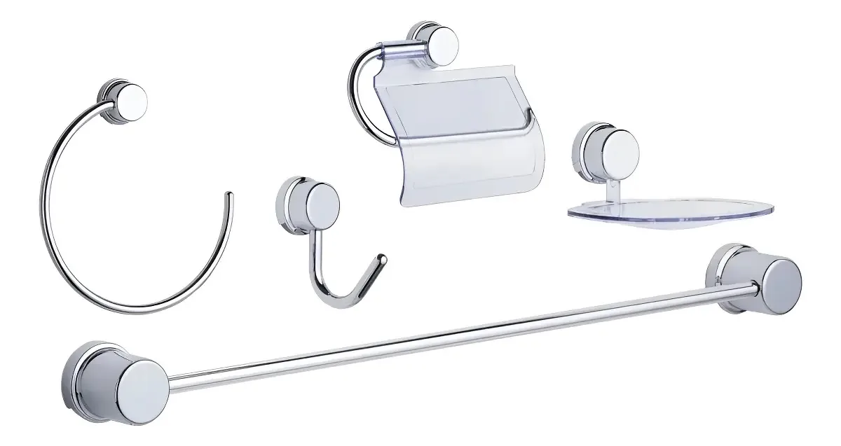 Kit De Acessórios Para Banheiro 5 Peças Cromado Abs Iguatemi