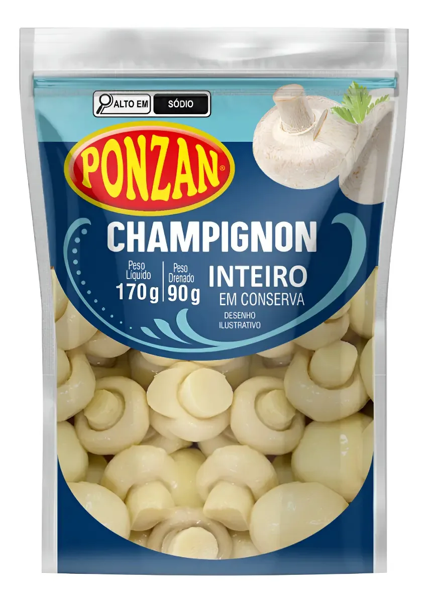 Cogumelo Champignon Em Conserva Inteiro Ponzan Pouch 90g