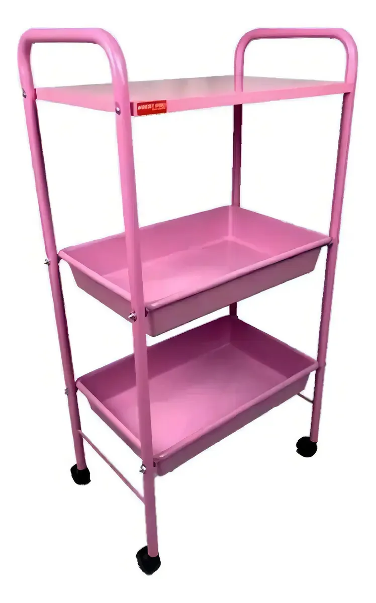 Carrinho Auxiliar Estética Salão De Beleza Best Pro Rosa