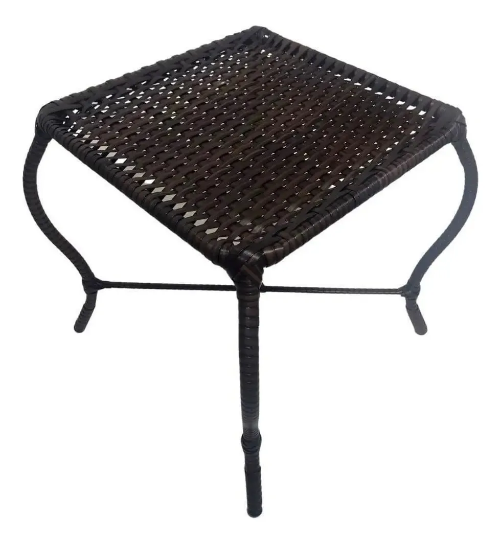 Mesa De Centro Fibra Sintética Quadrada Junco Jardim Piscina Cor Outro