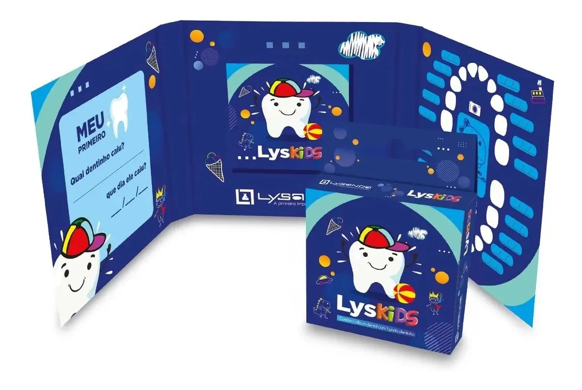 Porta Dentes Infantil De Leite + Album Lysanda Cor Azul