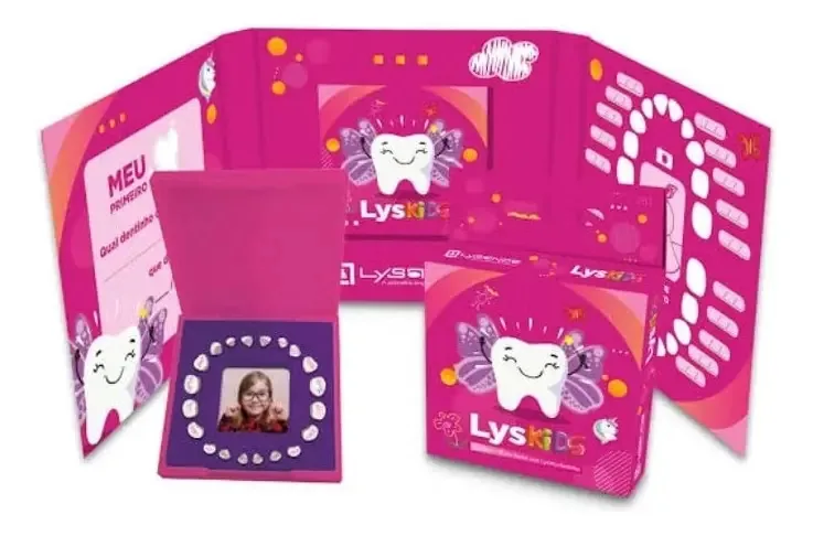 Álbum Dental Com Porta Dentinhos Rosa Azul Lyskids Lysanda