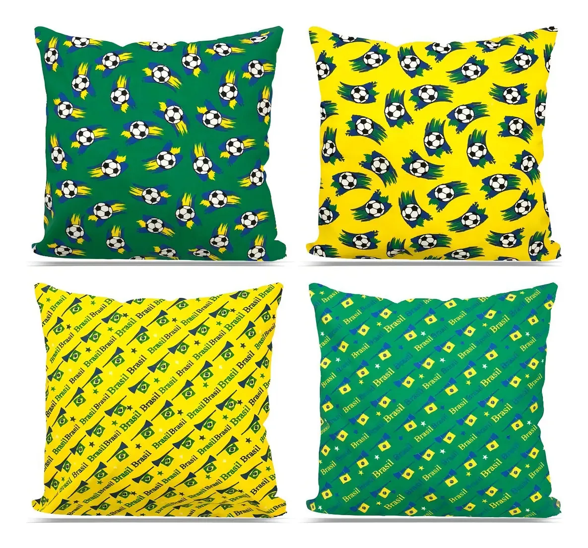 Kit 4 Almofadas Decorativas Brasil Copa Do Mundo 2022