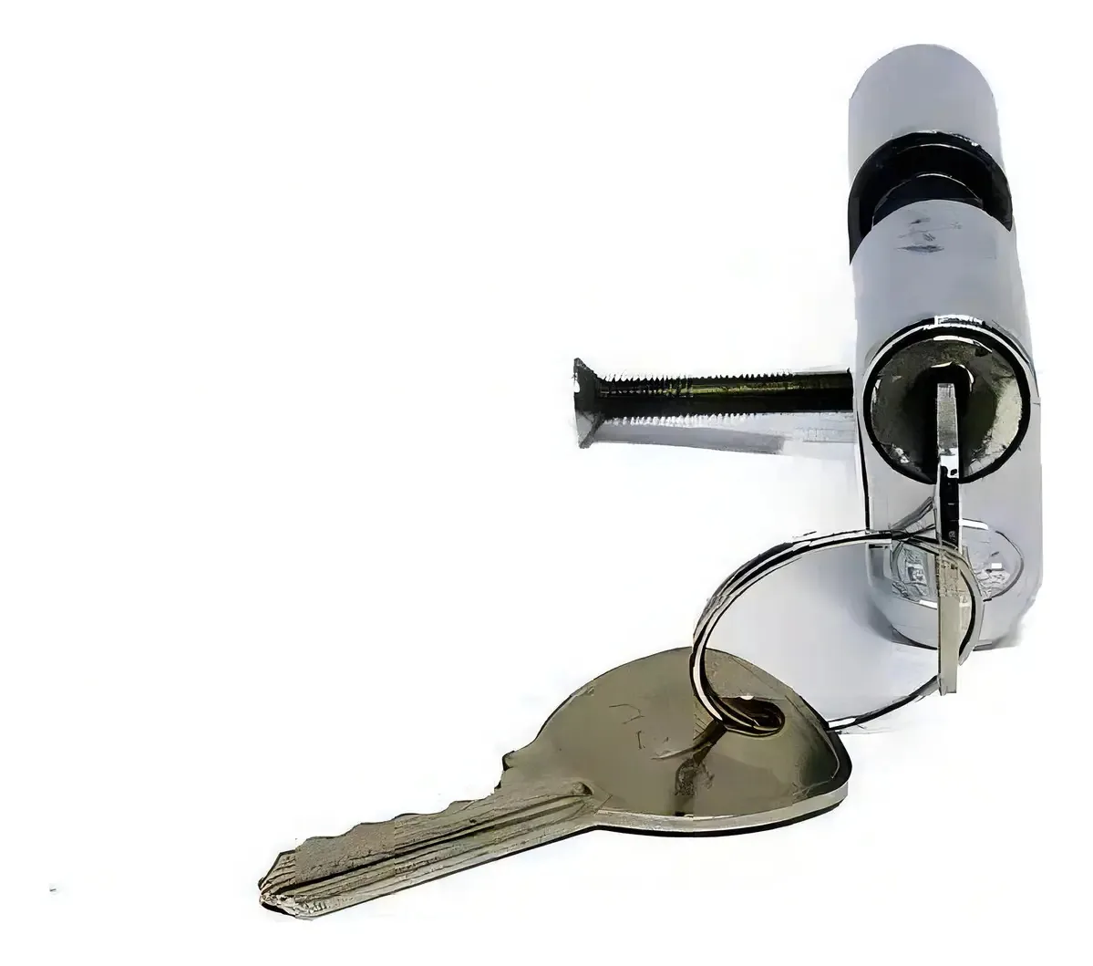 Hela Cilindro Fechadura Embutir Porta Aço Cromado Branco 2 Chaves