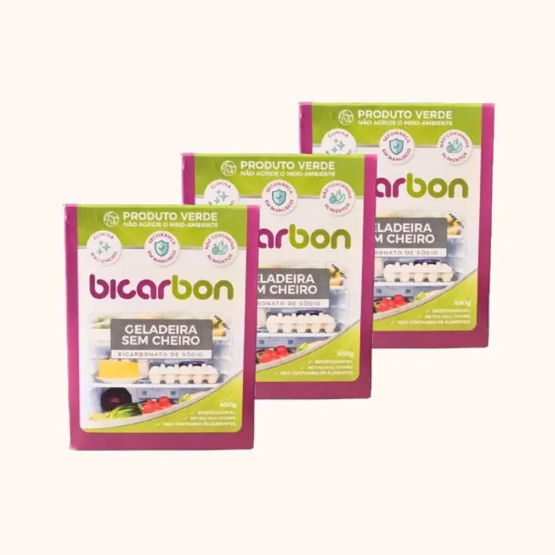 Kit 3x: Bicarbonato Sódio Geladeira Sem Cheiro Bicarbon 450g