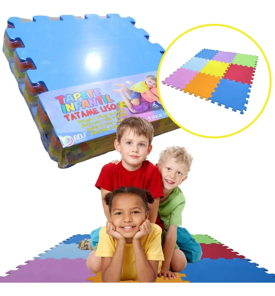 Tatame Tapete Eva Infantil Liso Borracha Qualidade 9 Pçs