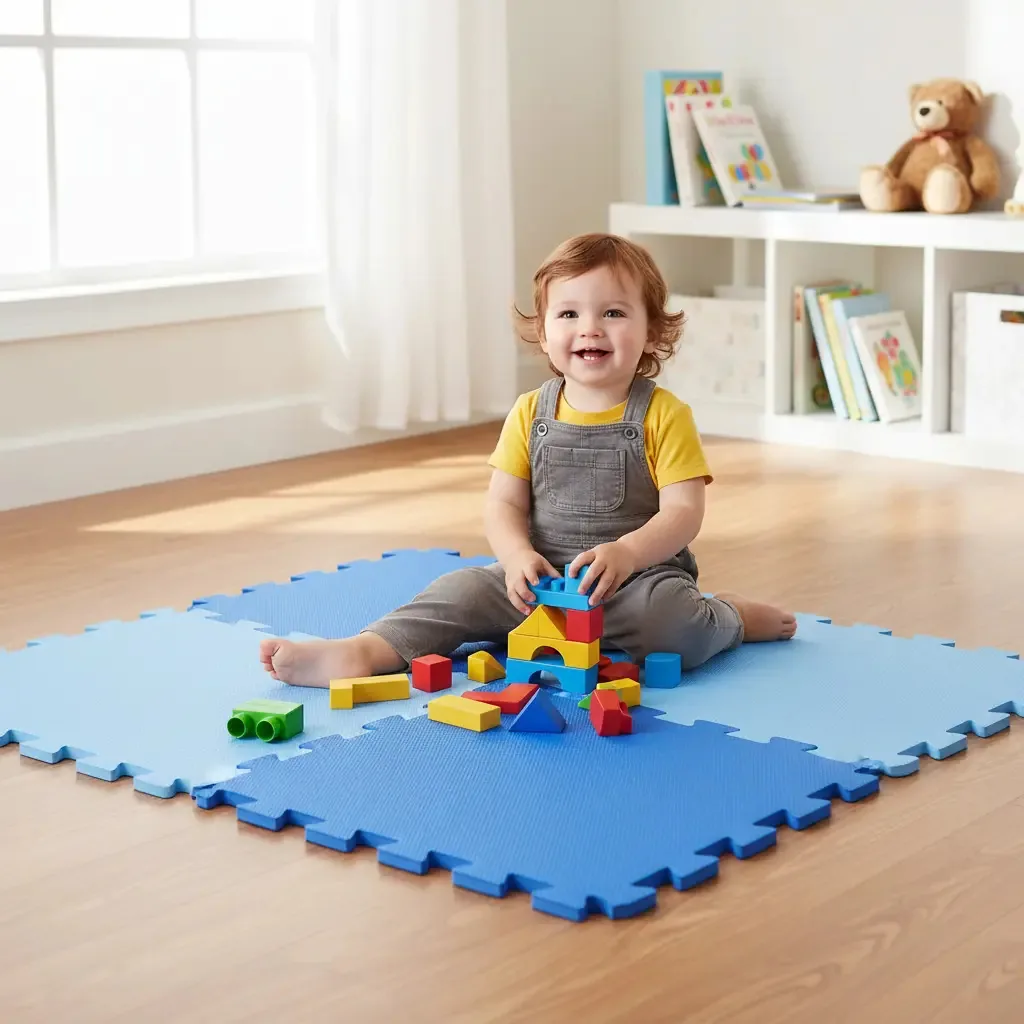 Kit 10 Tatame Tapete Eva Azul/azul Claro Infantil 50x50 10mm