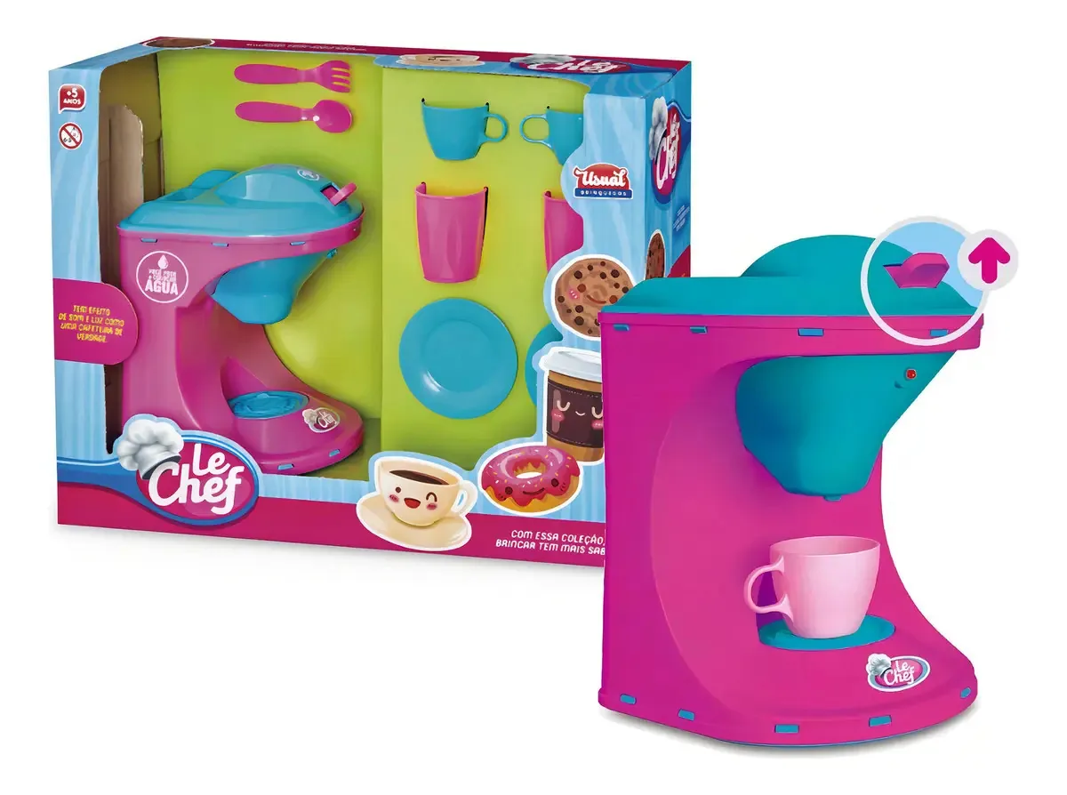 Kit Cafeteira De Brinquedo Le Chef Acessórios Copo Xícara