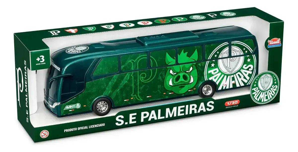Ônibus Miniatura Palmeiras Original Verdão Futebol Campeão