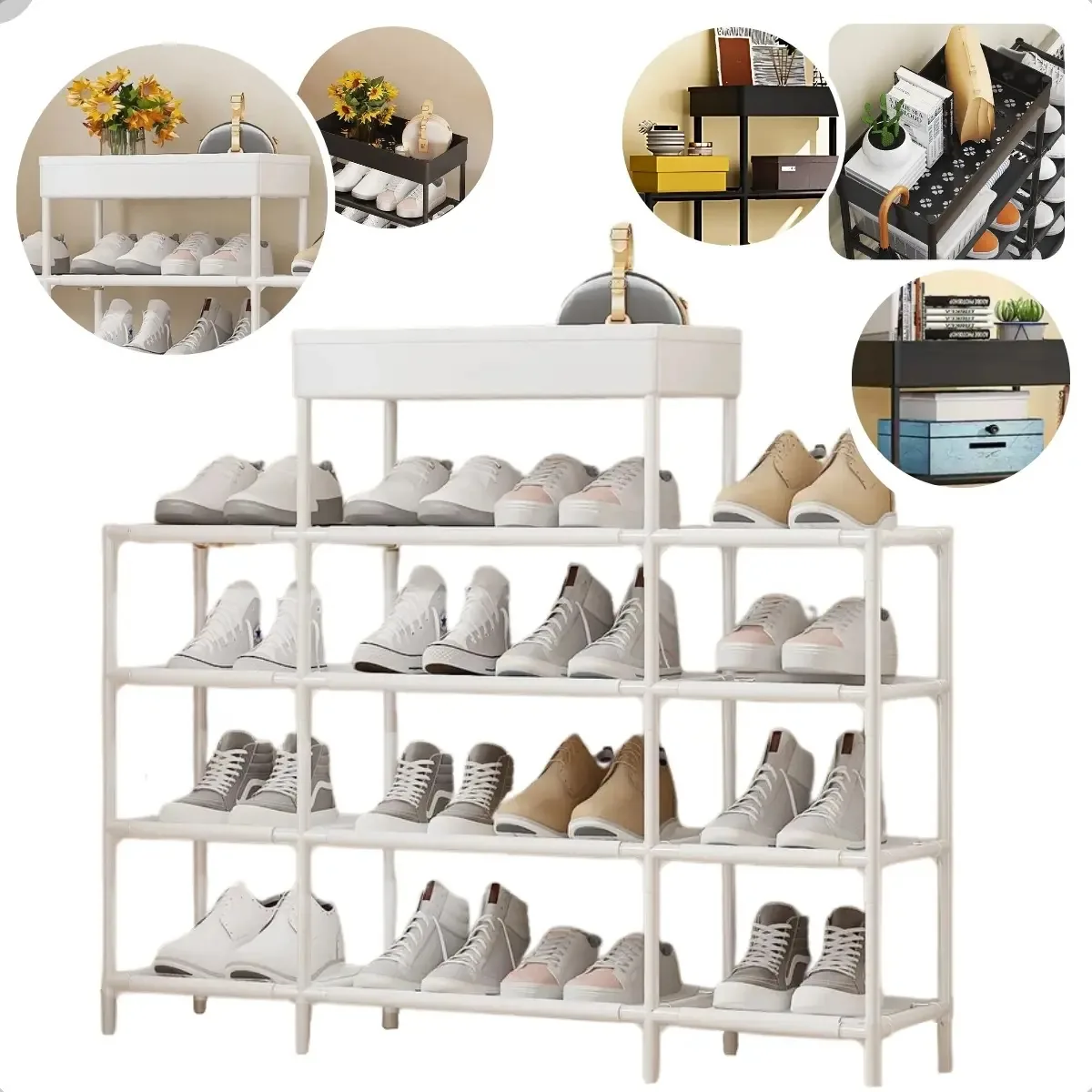Rack Organizador Branco 4 Andares Para Organização Versátil