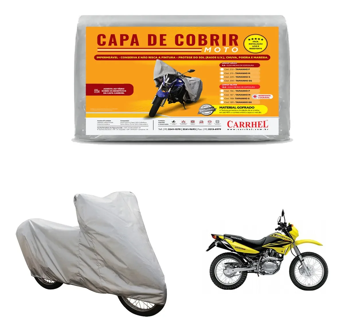 Capa Cobrir Bros 100% Impermeável Proteção Uv Prata Carrhel Sol Chuva