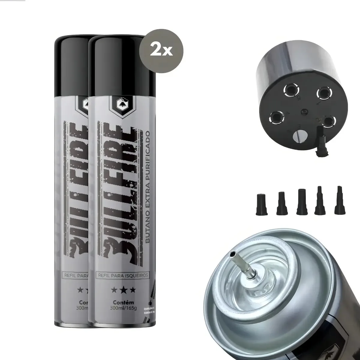 Refil Butano Volcano 5x Refinado Bullfire para Maçarico e Isqueiro 300ml