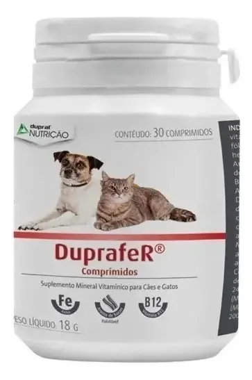 Duprafer Suplemento Cães Gatos 30 Cp