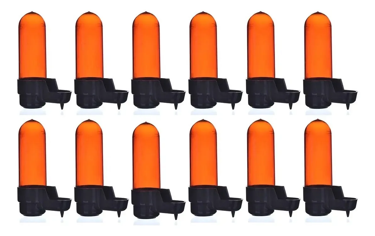 Kit Com 12 Bebedouros Baby Âmbar K52 Kotori para Pássaros e Aves de Malha Larga