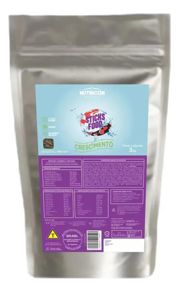 Racao Carpa Crescimento 3kg Nutricon