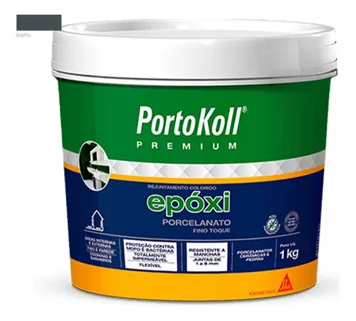 Rejunte Epóxi Porcelanato Grafite 1 Kg Portokoll