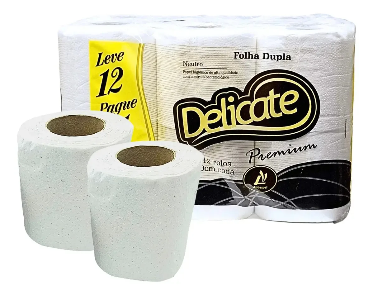 Papel Higiênico Delicate Premium Folha Dupla 30m 12 Rolos
