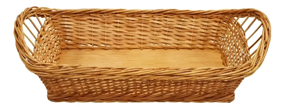 Cesta Retangular Para Pães Em Vime 39x18 Cor Palha