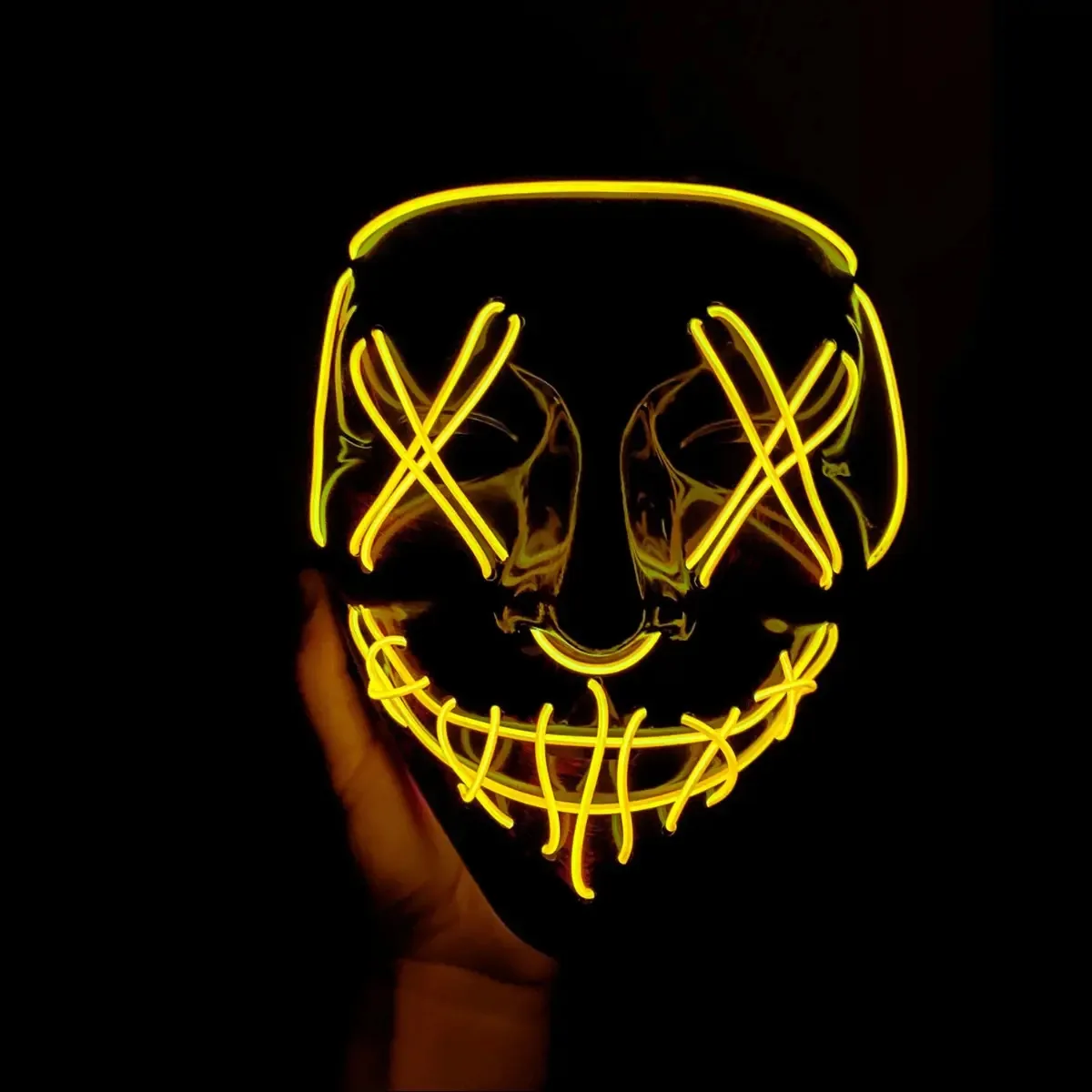 Mascara Led Neon Carnaval Cosplay Fantasia Adulto Terror Cor Amarelo