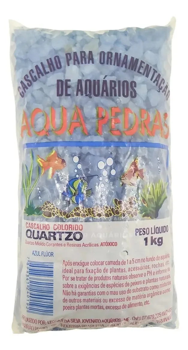Cascalho Ornamental Azul Fluor 1kg